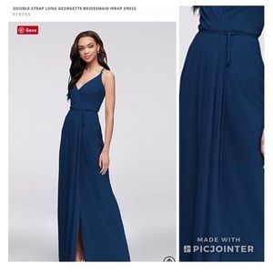 David’s Bridal Marine Long Bridesmaid Wrap Dress